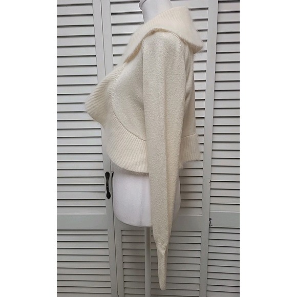 White House Black Market Ivory Sweater Rabbit Hair Blend Open Cardigan SZ S - Picture 2 of 6